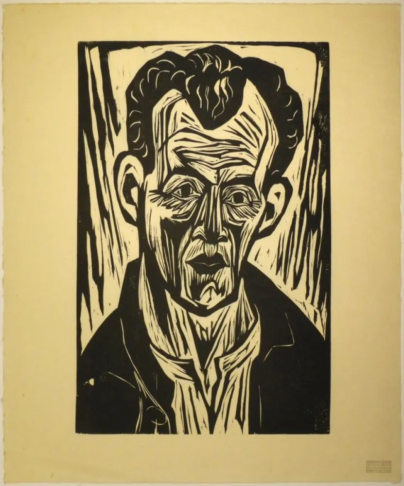 木刻 Scherer - Porträt Paul Camenisch