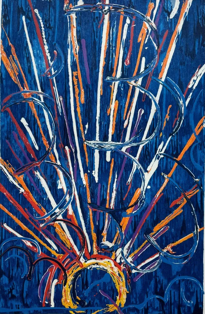 丝网印刷 Schifano - Nella vetrata blu