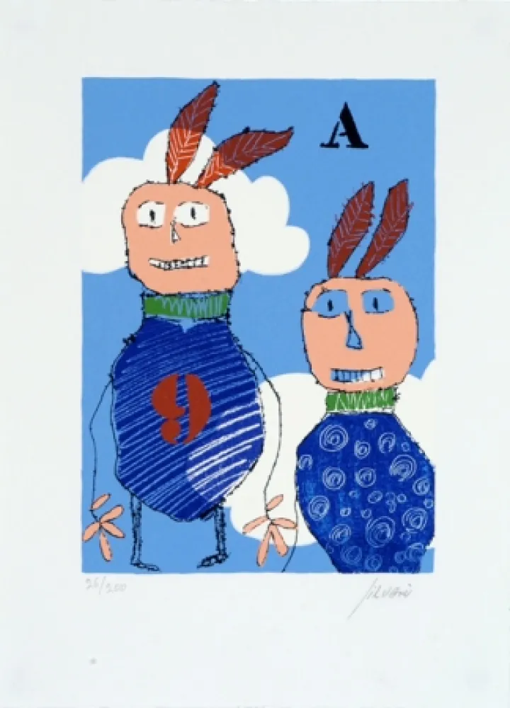 丝网印刷 Silvain - Deux indiens qui volent