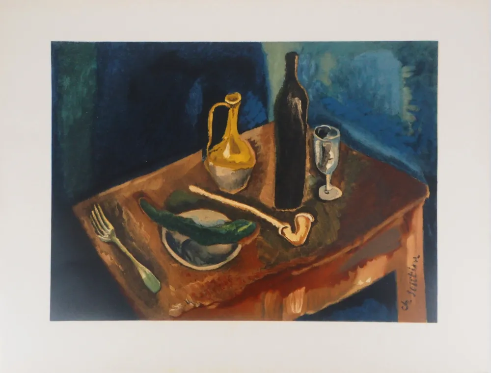 石版画 Soutine - Table à la pipe
