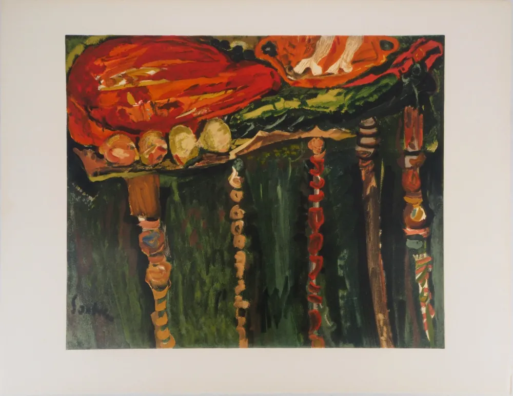 石版画 Soutine - Table de boucher