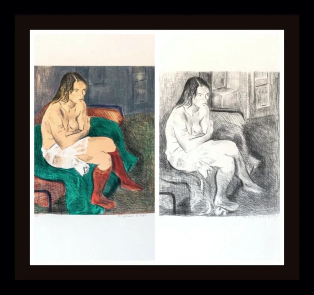 石版画 Soyer - Woman in Red Stockings Portfolio