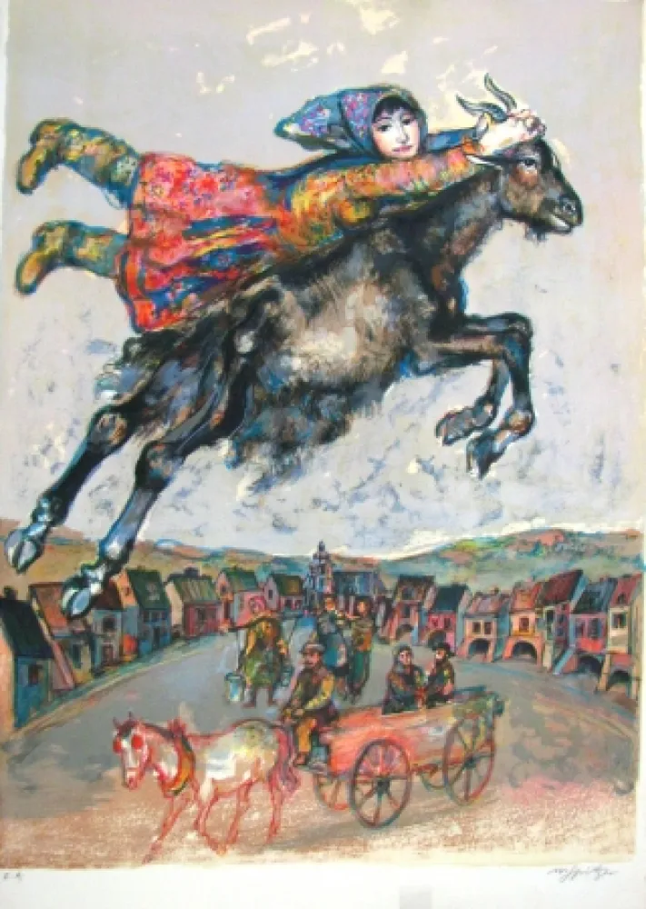 石版画 Spitzer - Au village