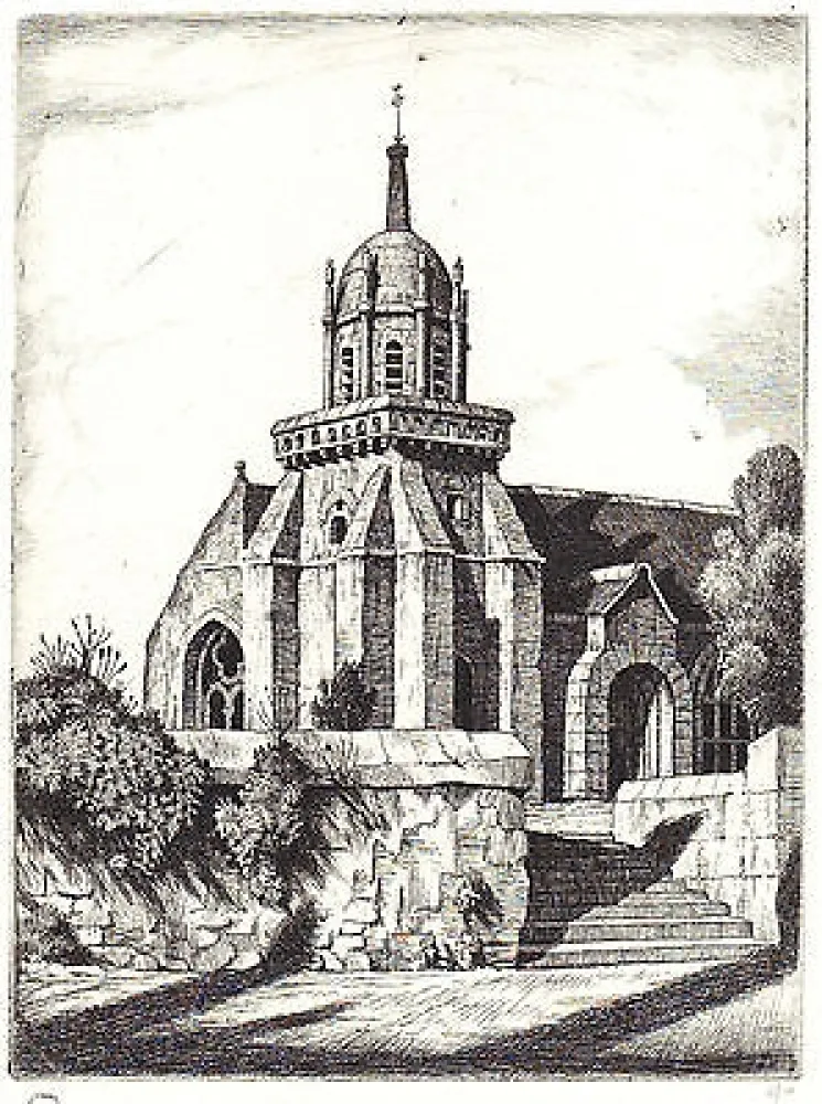 版画 Strang - Church of Perros-Guirec