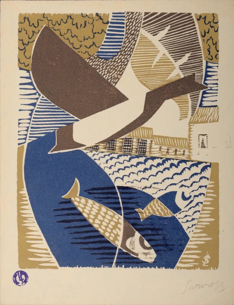 木刻 Survage - Le château de l’Etang Rouge, 1926 - Hand-signed!