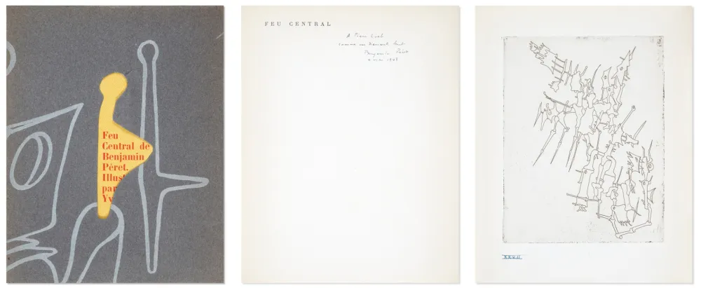 蚀刻版画 Tanguy -  Yves TANGUY, Yves et Benjamin PÉRET. FEU CENTRAL. Paris, K. éditeur, 1947