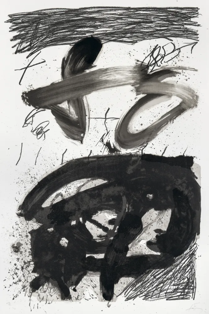 石版画 Tàpies - Calligraphique