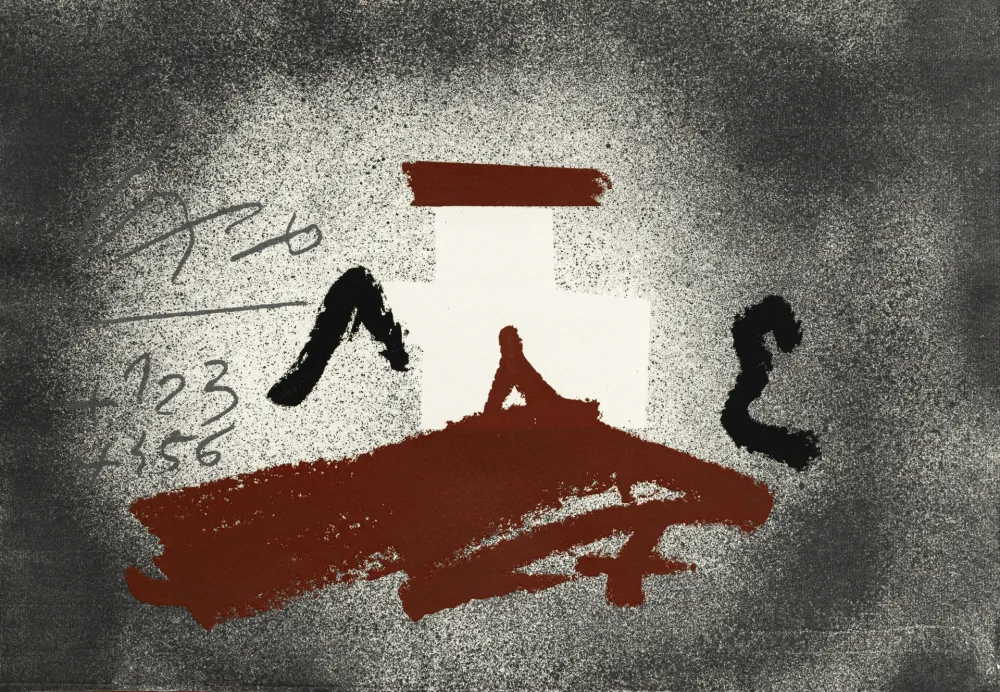 版画 Tàpies - Croix blanche