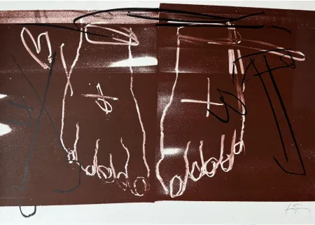 石版画 Tàpies - Deux pieds