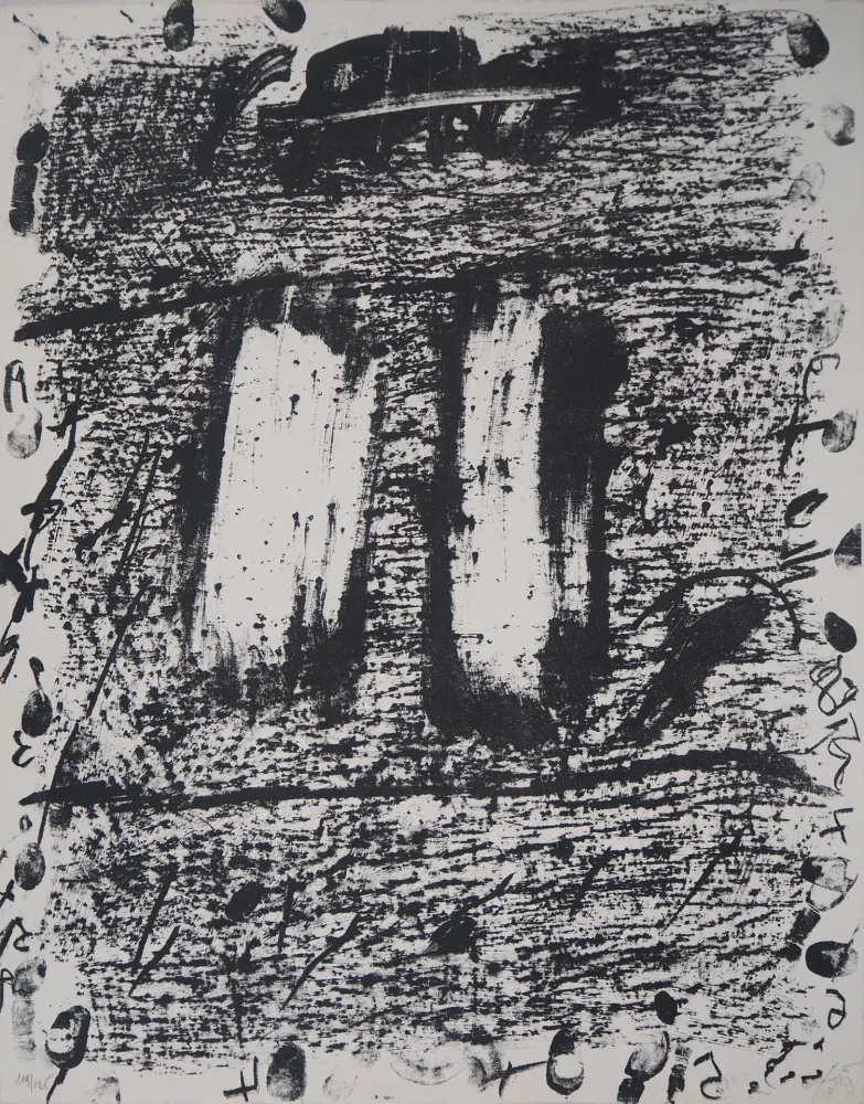 石版画 Tàpies - Empreinte et Numération 