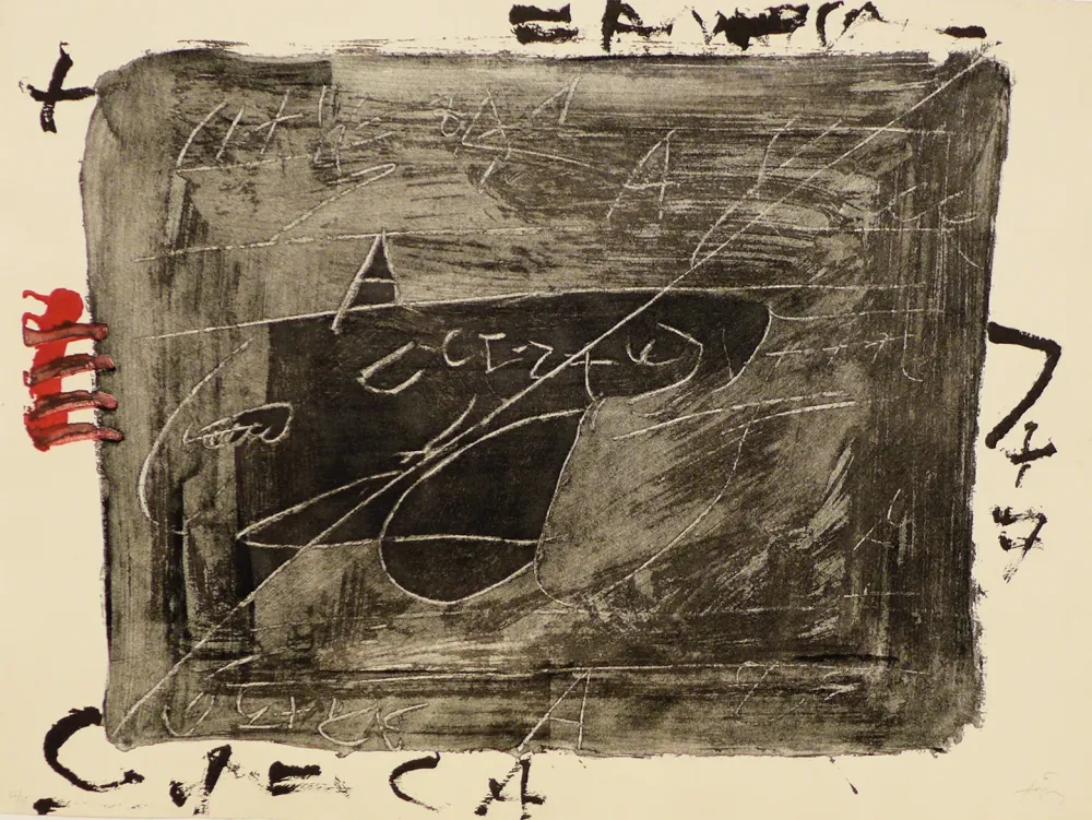 版画 Tàpies - Esgrafiats sobre negre