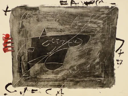 版画 Tàpies - Esgrafiats sobre negre