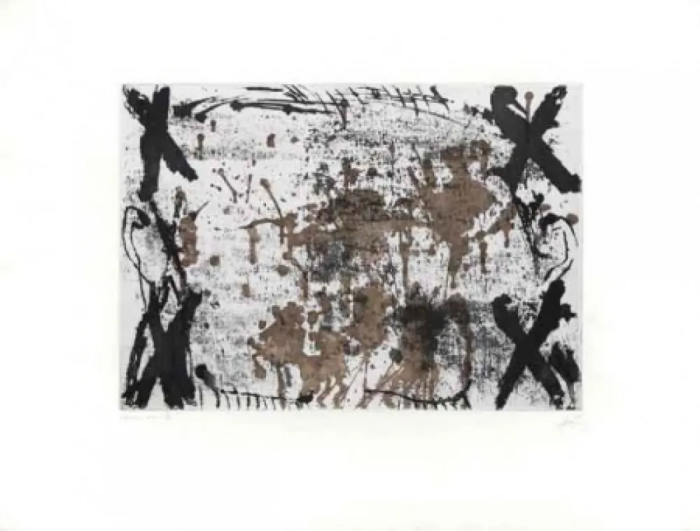 蚀刻版画 Tàpies - Les Quatre Croix