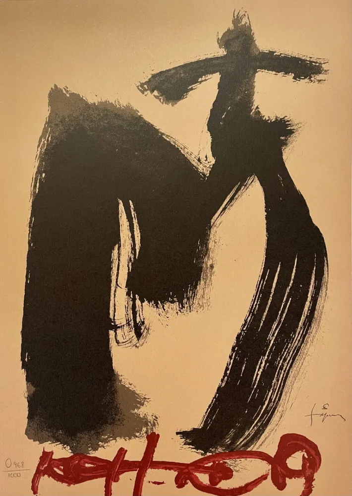 石版画 Tàpies - M.ojos y cruz