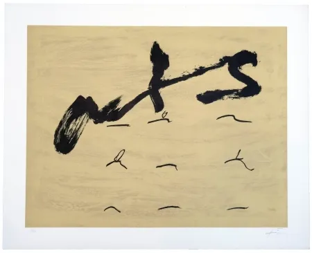 石版画 Tàpies - Neuf tirets