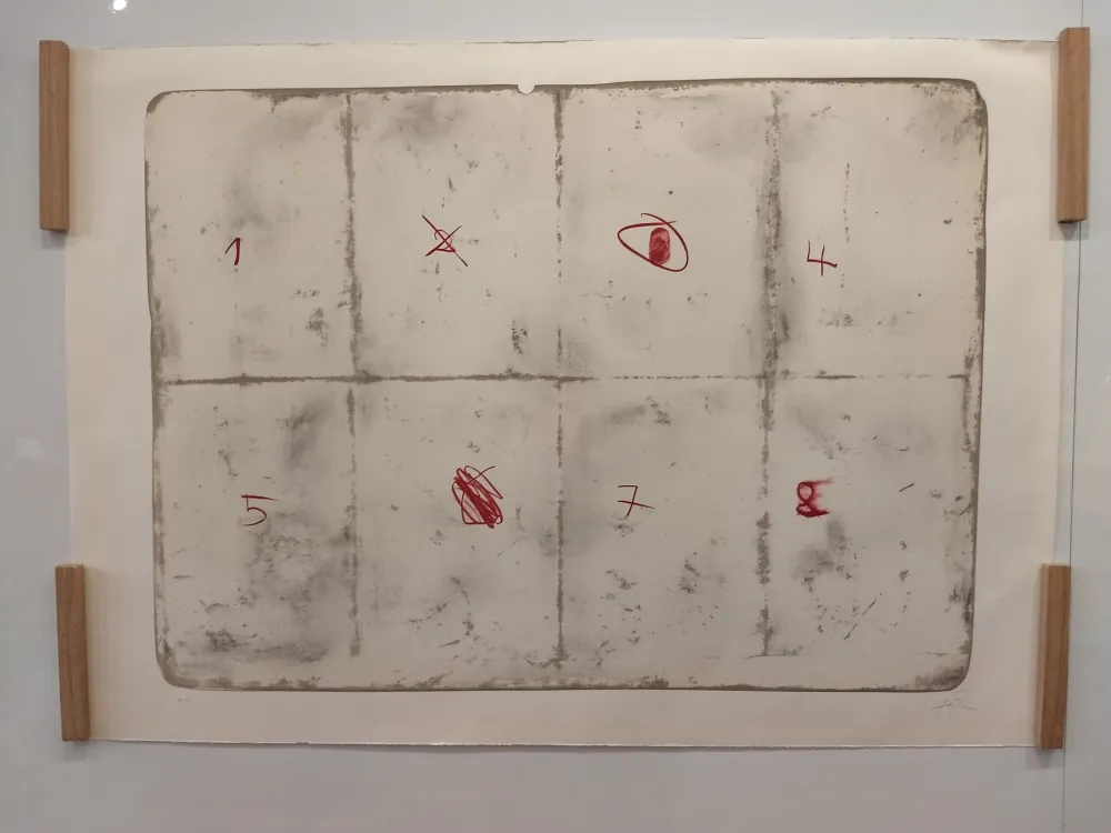 石版画 Tàpies - Toile pliée etc chiffres