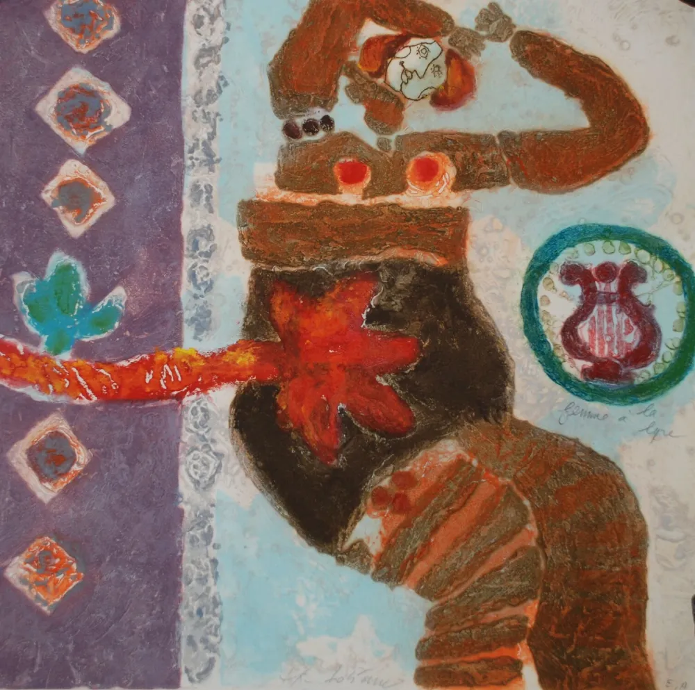 版画 Tobiasse - Femme à la Lyre