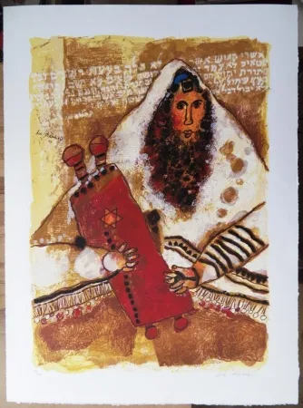 石版画 Tobiasse - Rabbin - Les Psaumes