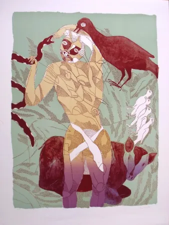 石版画 Toledo - Homme-Oiseau