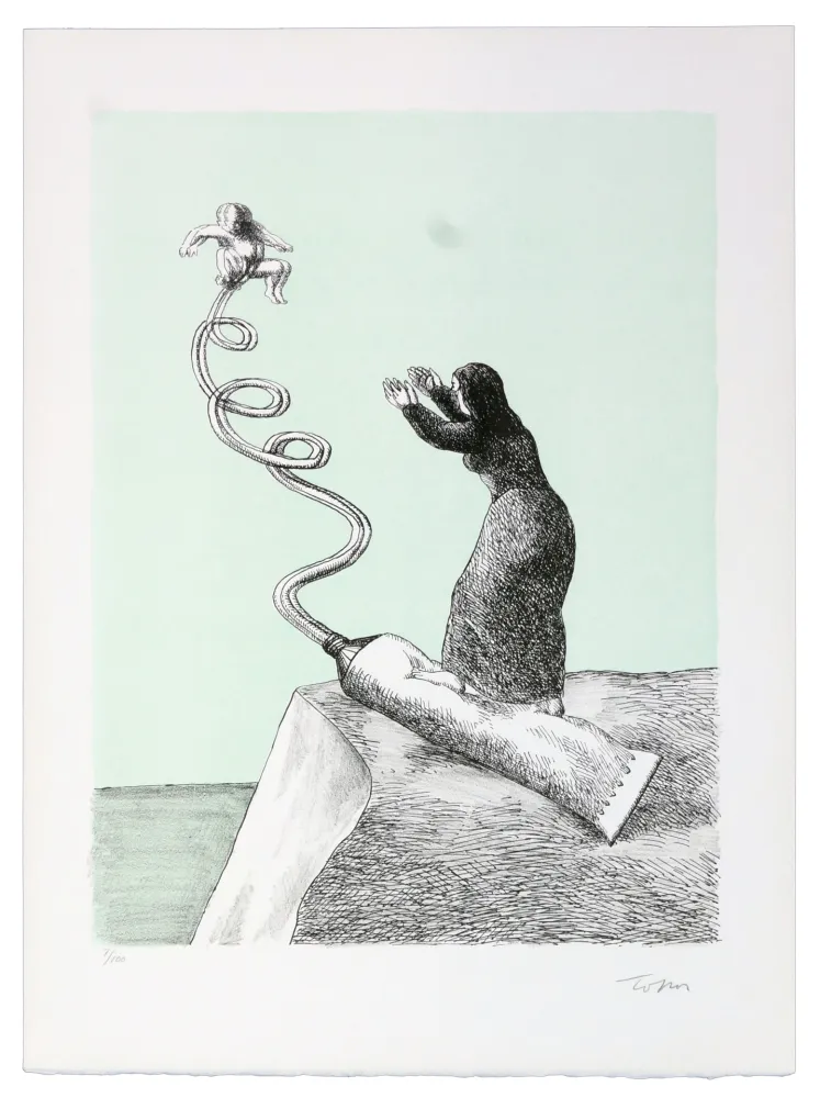 石版画 Topor - Fugue en tube mineur