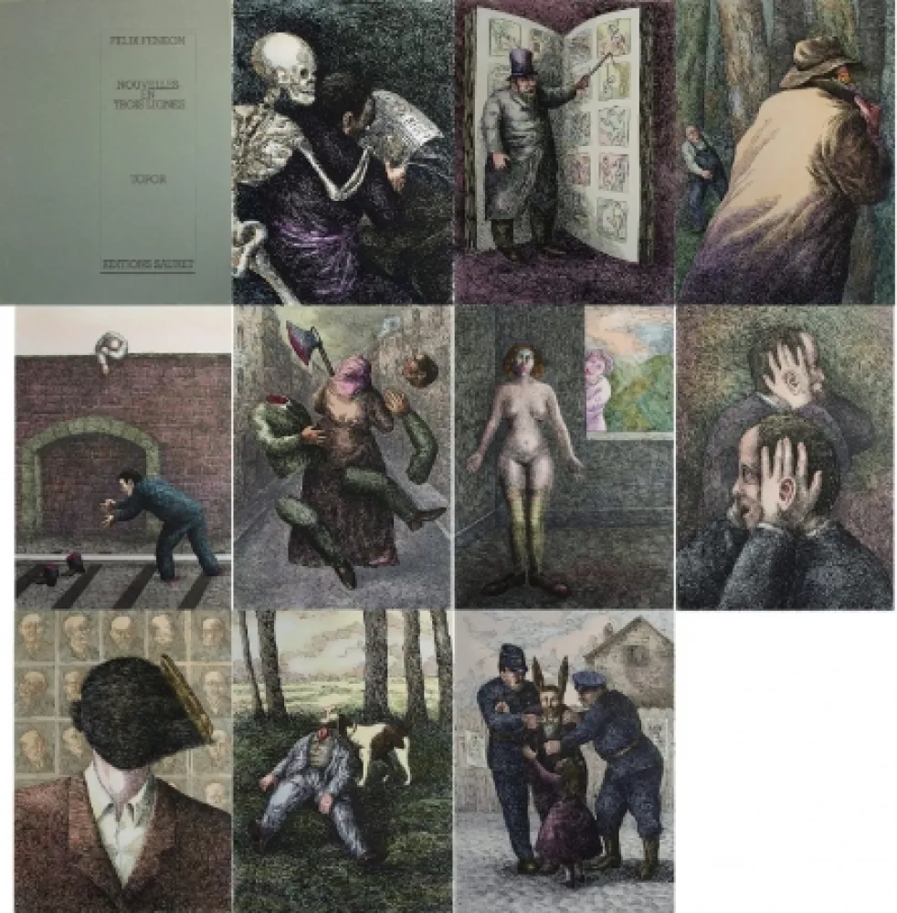 石版画 Topor - Nouvelles en 3 lignes