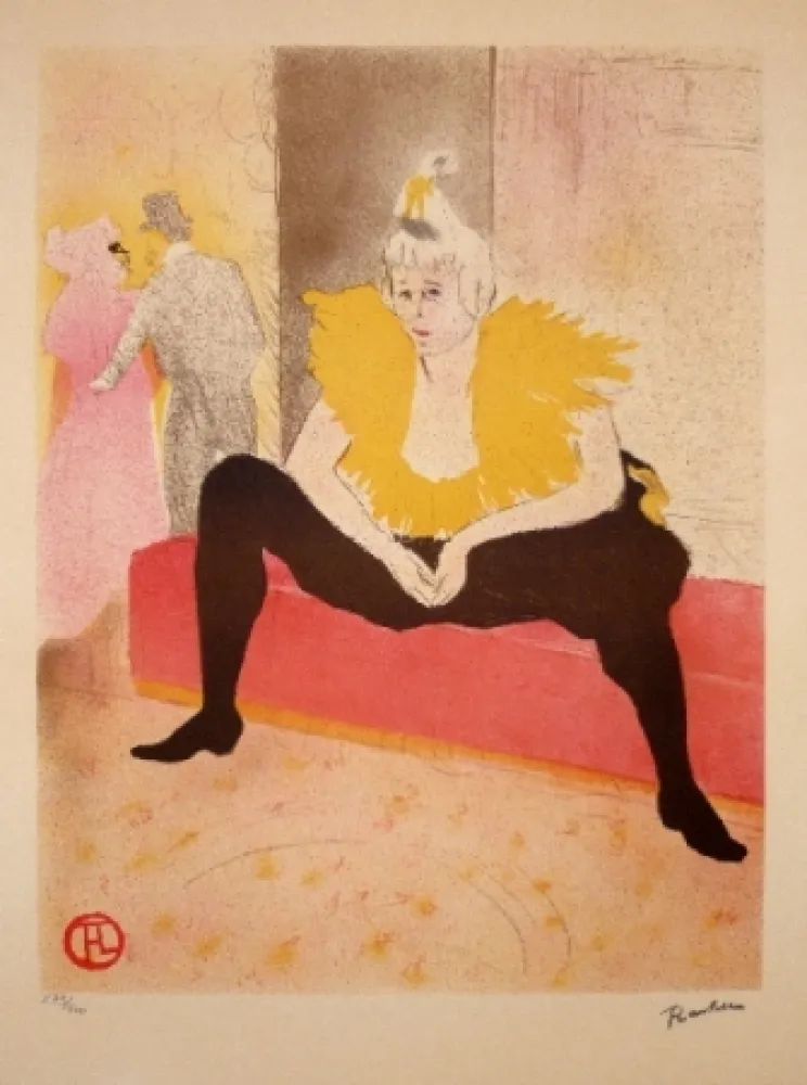 石版画 Toulouse-Lautrec - La clownesse assise