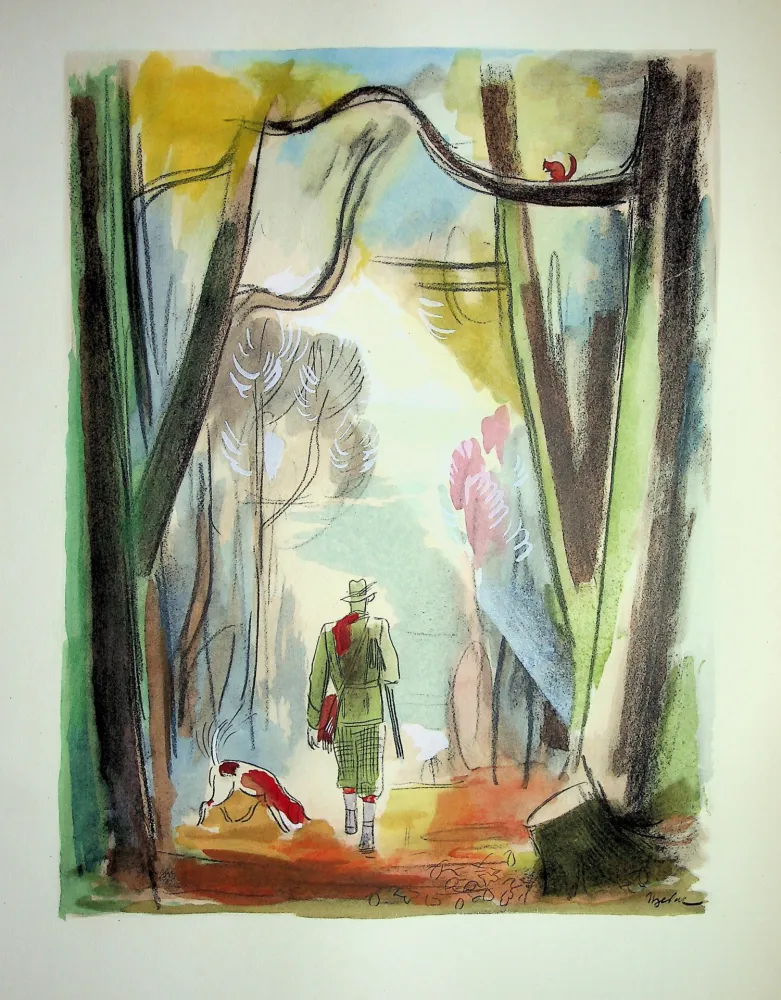 石版画 Uzelac - La chasse traditionnelle