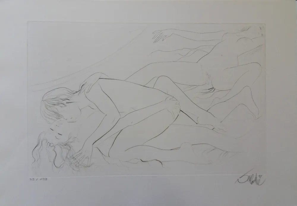 版画 Valadie - Etreinte et attente