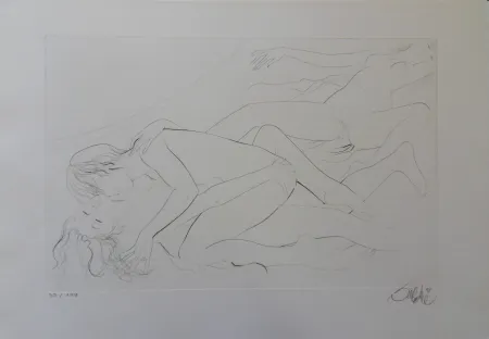 版画 Valadie - Etreinte et attente