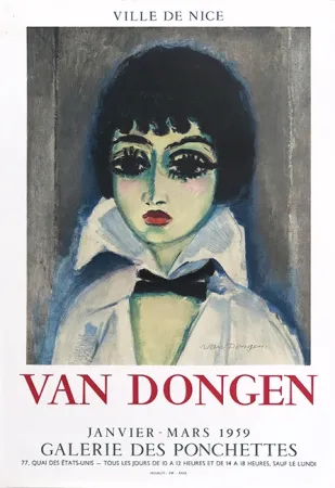石版画 Van Dongen - Kees Van Dongen (1877-1968). Affiche Galerie des Ponchettes. 1959. Lithographie.
