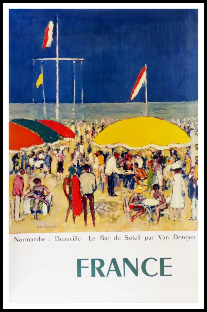 胶版印刷 Van Dongen - NORMANDIE DEAUVILLE LE BAR AU SOLEIL