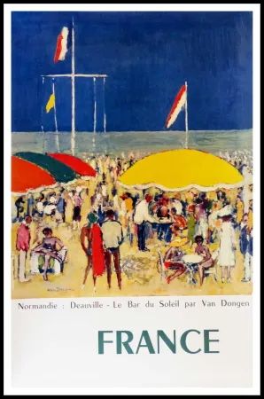 胶版印刷 Van Dongen - NORMANDIE DEAUVILLE LE BAR AU SOLEIL