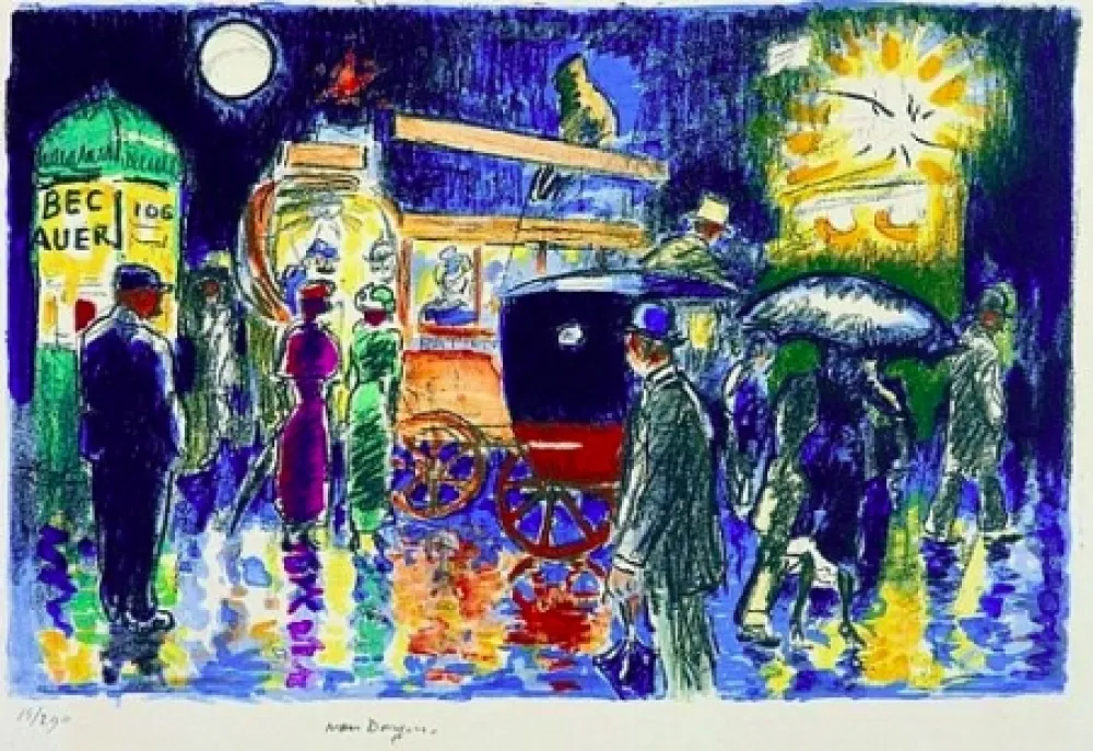 石版画 Van Dongen - Place Pigalle by Night