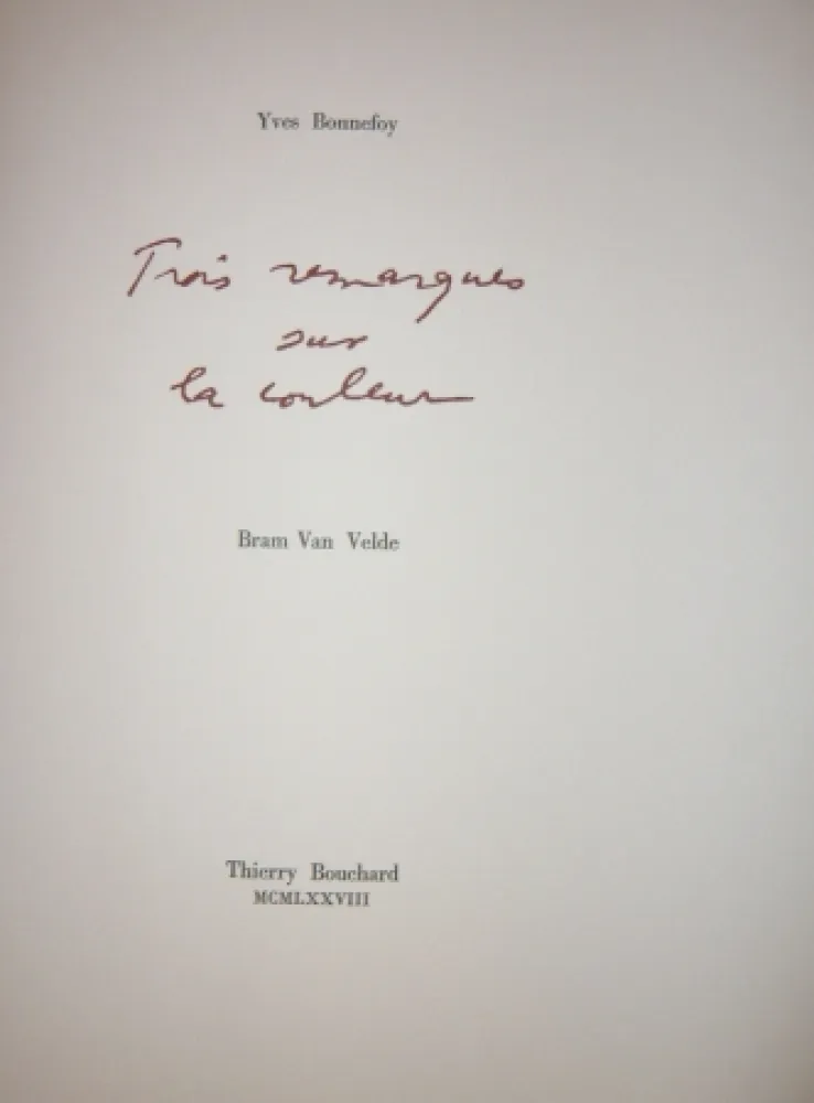 插图书 Van Velde - Cinq remarques sur la couleur