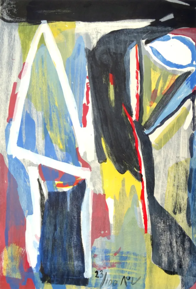 石版画 Van Velde - Composition 9 couleurs