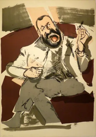 石版画 Varlin (Guggenheim, Willy) - Portrait des Photographen Ernst Scheidegger