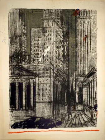 石版画 Varlin (Guggenheim, Willy) - Wall-Street