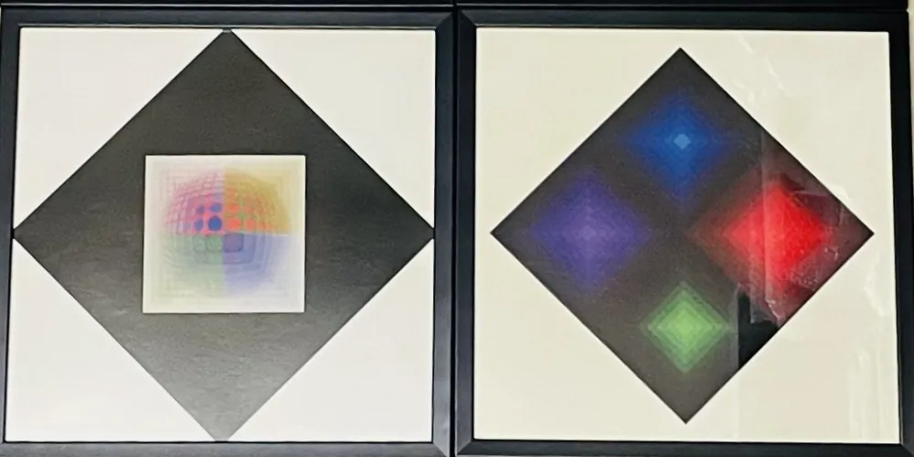 丝网印刷 Vasarely - Lot Sérigraphies encadrés