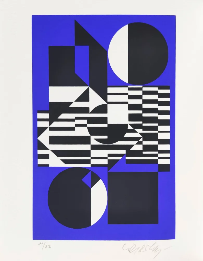 丝网印刷 Vasarely - OB-Bleu