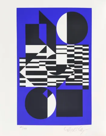 丝网印刷 Vasarely - OB-Bleu