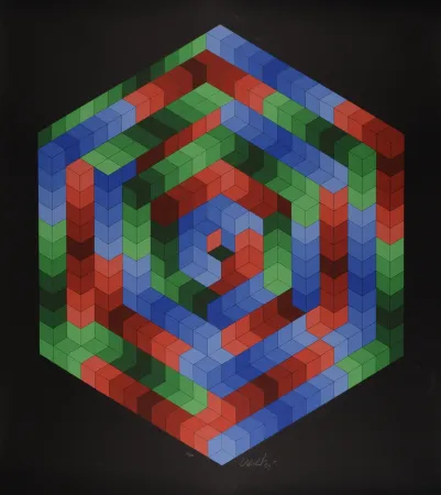丝网印刷 Vasarely - Tsiga, 1973 - Hand-signed