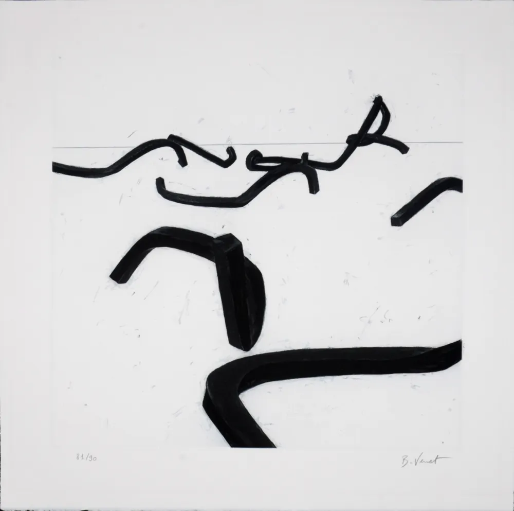 版画 Venet - Lignes Indéterminées #II, c. 1990 - Hand-signed!