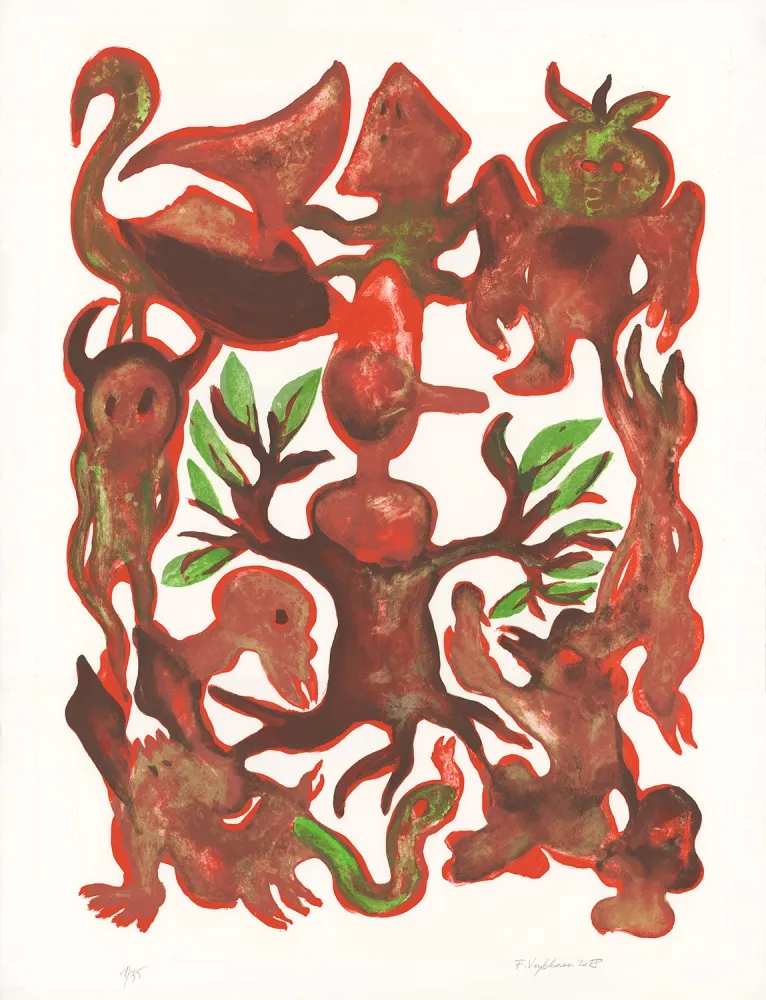 石版画 Verschaere - La Géographie du Totem