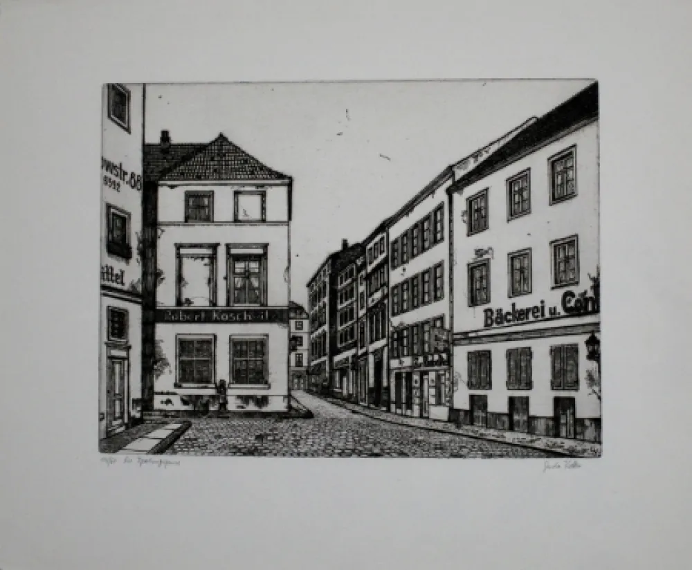 版画 Vetter - Die Sperlingsgasse