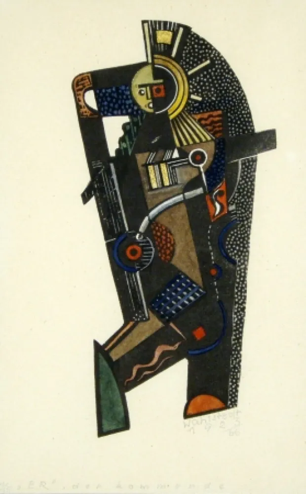 油毡版画 Wahlstedt - Er, der Kommende (The one to come)