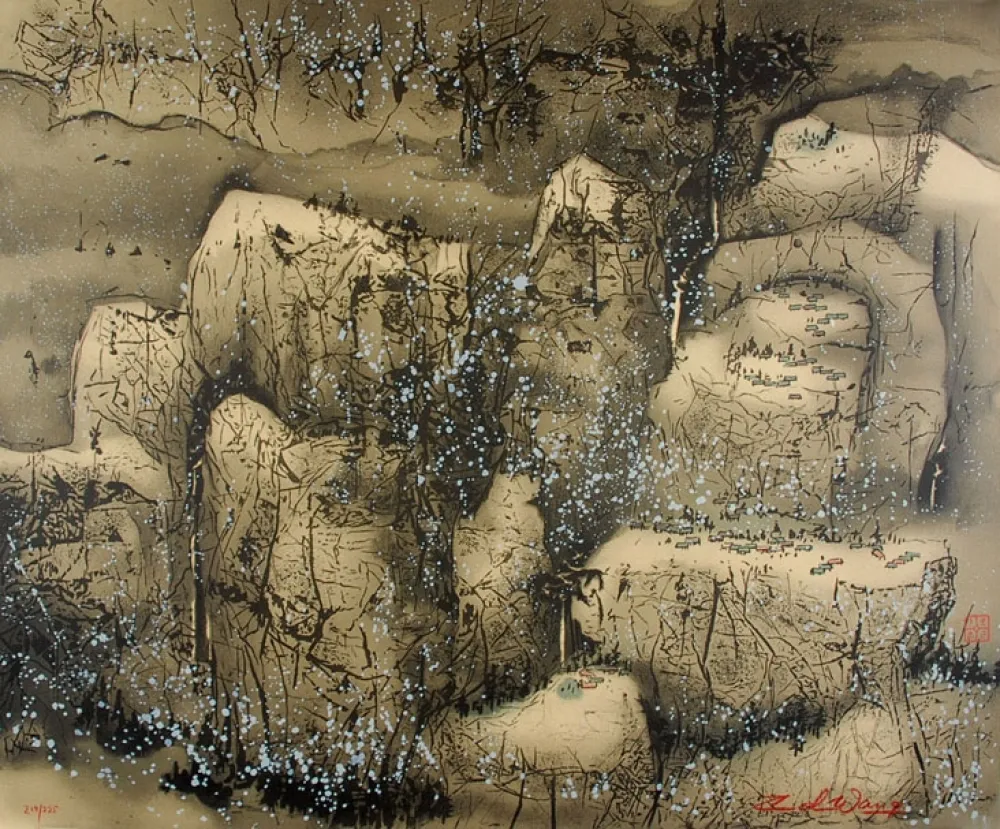 石版画 Wang - Villages in the Snow