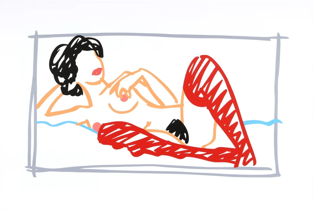 丝网印刷 Wesselmann - Fast Sketch Red Stocking Nude