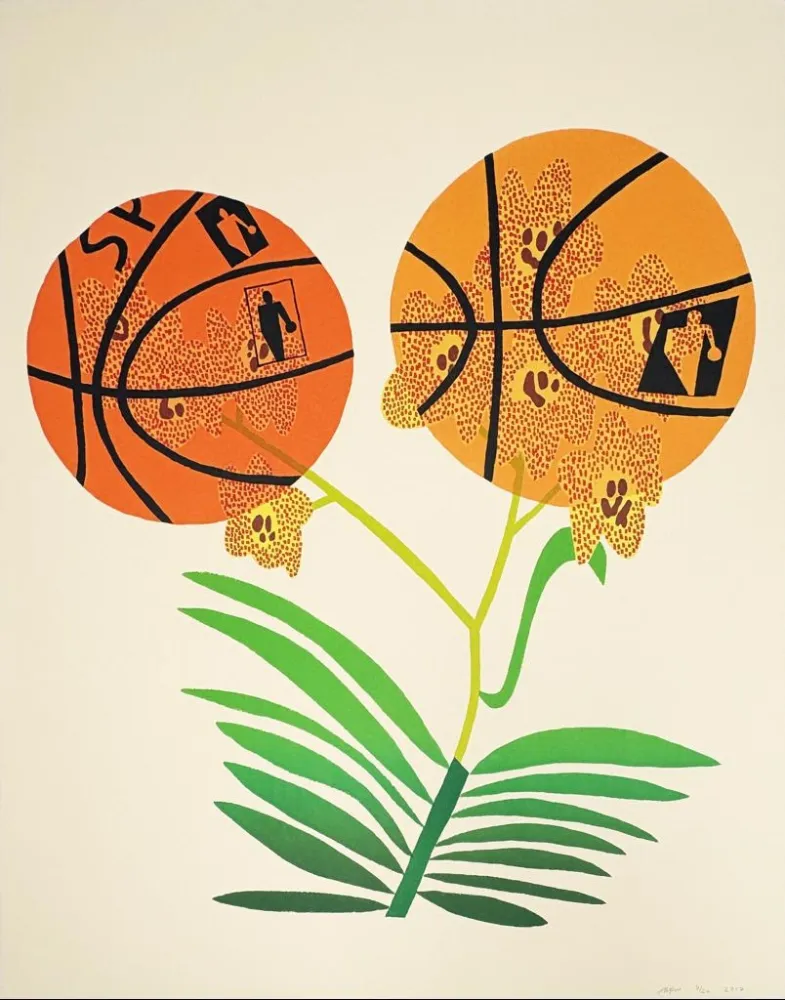 石版画 Wood - Double Basketball Orchid (State I)