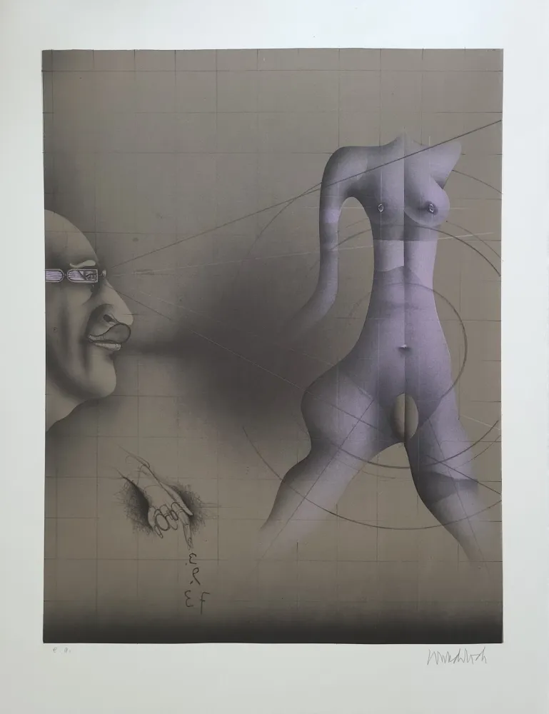 石版画 Wunderlich - Selbst in Betrachtung eines Torso