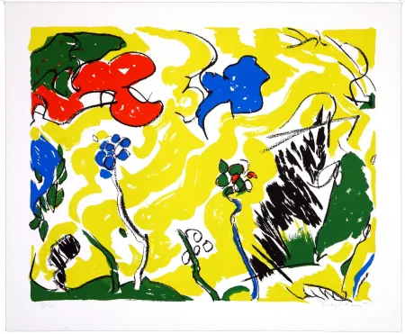 石版画 Wyckaert - Coup de vent dans le jardin